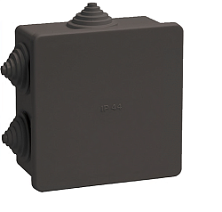 Коробка распаячная КМ41235 для открытой проводки с защелкивающейся крышкой безгалогенная (HF) 85х85х40мм IP44 6 гермовводов черная (RAL 9005) IEK UKO21-085-085-040-K02-44