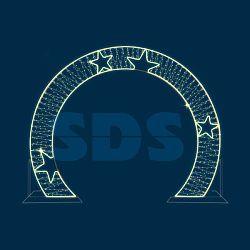 Декоративная арка со звездами плоская 300 см теплая белая 501-475