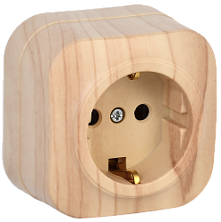 GLORY Розетка 1-местная для открытой установки с заземлением без защитных шторок 16А РС20-3-ХС сосна IEK ERH11-K34-16