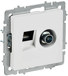 BRITE Розетка двойная TV+RJ45 кат.5E РТВ/РК12-БрАБ арктический белый IEK BR-AK20-1-K91