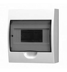 Корпус пластиковый БЕЛЫЙ ЩРН-П-8, черная прозрачная дверь IP51, DEKRON DEK06103-0025-B
