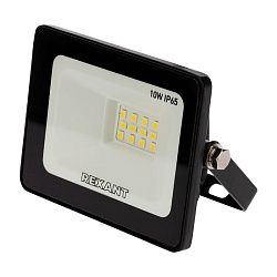 Прожектор светодиодный СДО 10Вт 800Лм 6500К холодный свет, черный корпус REXANT 605-001