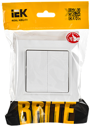 BRITE Выключатель 2-клавишный 10А в сборе ВСР10-2-0-БрАБ арктический белый IEK BR-V20-0-10-K91-F