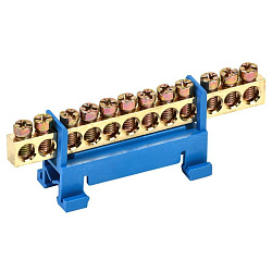 Шина «N» нулевая с синим изолятором тип «Стойка» на DIN-рейку 6x9мм 12 групп REXANT 11-2355