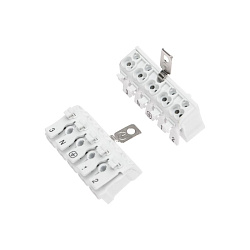 Клемма пружинная соединительная КСП 5-полюсная с заземлением и с монтажными ножками (50 шт./уп.) REXANT 