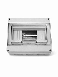 Корпус пластиковый СЕРЫЙ ЩРН-ПГ-8, черная прозрачная дверь IP65, DEKRON DEK06103-0045