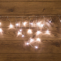 Гирлянда Бахрома (Айсикл), 1,8х0,5м, 48 LED БЕЛЫЕ, прозрачный ПВХ, IP20, свечение с динамикой, 230В, не соединяется 255-015