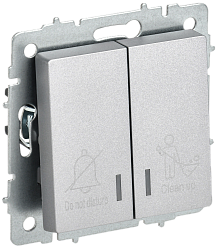 BRITE Выключатель 2-клавишный с индикацией для отелей 10А ВС10-2-9-БрА алюминий IEK BR-V20-2-10-K47