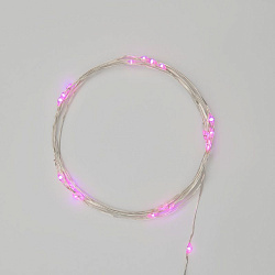 Гирлянда светодиодная Роса 2м, 20LED, РОЗОВЫЙ, IP20, тонкий батарейный блок, 2хCR2032 в комплекте NEON-NIGHT 303-007