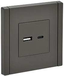 FORTE&PIANO Розетка USB A+C 18Вт FP351 серый IEK FP-U22-018-K03