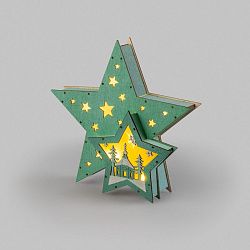 Деревянная фигура с подсветкой Домик Звездочета бирюзовая 26х7х25 см, NEON-NIGHT 504-019