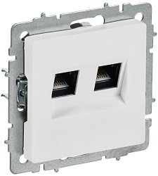 BRITE Розетка компьютерная двойная кат.5E RJ45 РК10-2-БрАБ арктический белый IEK BR-K20-1-K91