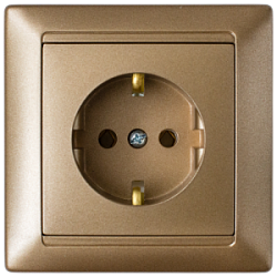 Розетка штепсельная с заземляющим контактом скрытой установки РС16-306 бронза 5526BY
