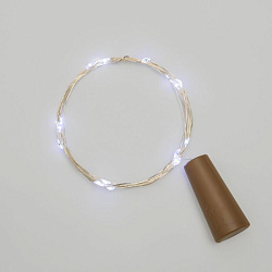 Гирлянда светодиодная Роса с пробкой 2м, 20LED, БЕЛЫЙ, IP20, 3хLR44 в комплекте NEON-NIGHT 302-025