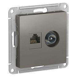 Розетка компьютерная + телевизионная 2-м AtlasDesign RJ45 кат.5E + TV механизм сталь SE ATN000989 1240515