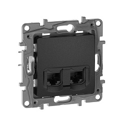 ETIKA Розетка компьютерная двойная RJ45 категория 5Е UTP антрацит 672655