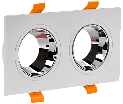 LIGHTING Светильник 4108 встраиваемый поворотный под лампу 2хGU10 белый/хром пластик IEK LT-UVB0-4108-GU10-2-K23