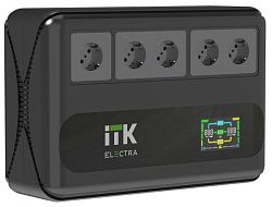 ITK ELECTRA LT5 ИБП однофазный линейно-интерактивный 1000ВА/600Вт 5хSchuko LCD дисплей АКБ 1х9AH USB+USB Charge RJ45/11 ELT5-1000VA-1-001