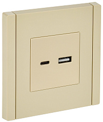 FORTE&PIANO Розетка USB A+C 3,1А FP450 ваниль IEK FP-U22-D31-K10