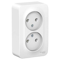 Розетка 2-м ОП Blanca 16А IP20 250В без заземл. без защ. шторок с металлич. пластиной бел. SE BLNRA000221 1210443
