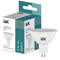 Лампа светодиодная MR16 5 Вт 410lm 4000K GU5.3 IEK LL-I-MR16-5-230-40-GU5