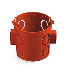 Коробка установочная 1-местная D68х62мм КИРПИЧ блочная КРАСНАЯ с саморезами (200шт) GE40011-06