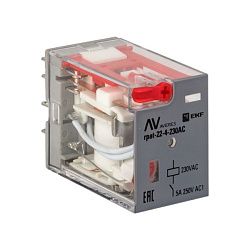 Реле промежуточное с кнопкой и мех. Индикацией RPAt 22/4 5A 230В AC EKF 