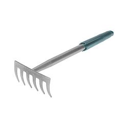 Грабли 6 прямых зубьев с цельнометаллической ручкой, покрытой пластиком ЧЕТЫРЕ СЕЗОНА 64-0017