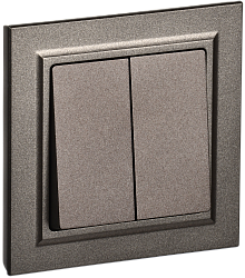 BRITE Выключатель 2-клавишный 10А в сборе ВСР10-2-0-БрТБ темная бронза IEK BR-V20-0-10-K45-F