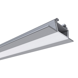 Профиль алюминиевый  угловой, накладной, серебро, 28,5х10,4мм, 1м, шир. ленты до 10мм (рассеиватель белый матовый, заглушки - 2шт.) 08-07