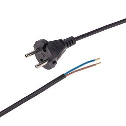 Шнур электрический с вилкой ПВС 2х0,75 мм² 2м черный REXANT 