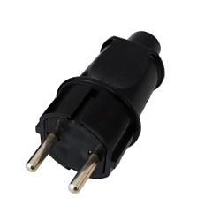 Вилка прямая без заземляющиго контакта IP20, УХЛ4, 250 В, 16А,черная В16-006Ч