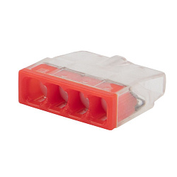 Экспресс-клемма с пастой REXANT СМК 2273-244, 4-проводная 0.5-2.5 мм², прозрачная, блистер (20 шт./уп.) 