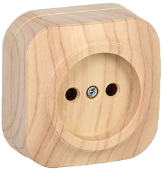 GLORY Розетка 1-местная для открытой установки без заземления без защитных шторок 10А РС20-2-ХС сосна IEK ERH10-K34-10