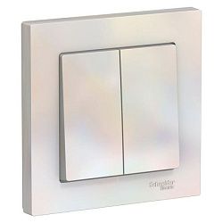 Выключатель 2-кл. СП AtlasDesign 10А IP20 (сх. 5) 10AX в сборе жемчуж. SE ATN000452 1240290