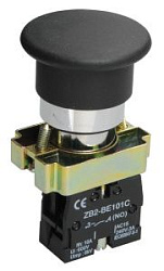 Кнопка управления LAY5-BC21 "Грибок" без подсветки черная 1NO IEK BBG70-BC-K02