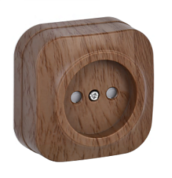 GLORY Розетка 1-местная для открытой установки без заземления с защитными шторками 10А РСш20-2-ХД дуб IEK 