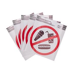 Наклейка запрещающий знак "С продуктами питания вход запрещен" с хедером; 150х150 мм REXANT 56-0041-3