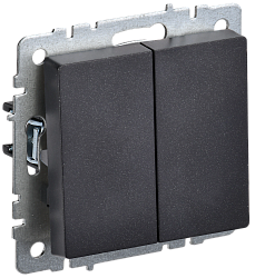 BRITE Выключатель 2-клавишный проходной 10А ВС10-2-6-БрЧ черный IEK BR-V22-0-10-K02