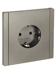 FORTE&PIANO Розетка 1-местная с заземлением без защитных шторок безвинтовое крепление 16А FP514 сталь IEK FP-R11-16-1-K46