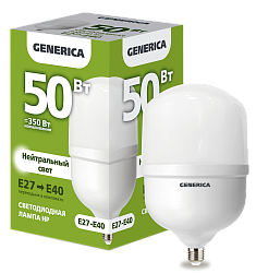 Лампа светодиодная HP 50Вт 230В 4000К E27-E40 GENERICA LL-HP-50-230-40-E27-E40-G