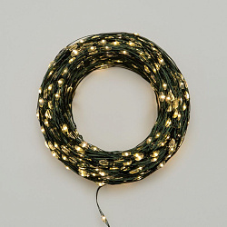 Гирлянда светодиодная Роса с контроллером 100м, 1000LED, ТЕПЛЫЙ БЕЛЫЙ, IP20, 230В, зеленый провод NEON-NIGHT 303-296