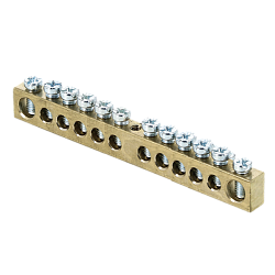 Шина PEN "ноль-земля" (6x9мм) 12 отв. латунь крепеж по центру EKF sn0-63-12