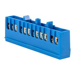 Шина "0" N (6x9мм) 12 отв. латунь синий изолир. корп. на DIN-рейку EKF 