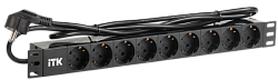 ITK PDU 9 розеток DIN49440 (нем. станд.) 1U, шнур 2м вилка DIN49441 (нем. станд.), алюминиевый профиль, черный PH22-9D1