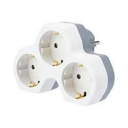 Тройник электрический 16А с/з с защитными шторками, белый REXANT 