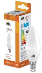 Лампа светодиодная "Свеча-C37" 7 Вт 600lm 3000K E14 IEK (ЭФ) LL-I-C37-7-230-30-E14