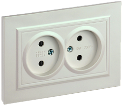BRITE Розетка 2-местная без заземления с защитными шторками 10А в сборе РСш12-2-БрЖ жемчуг IEK BR-R23-10-K36-F