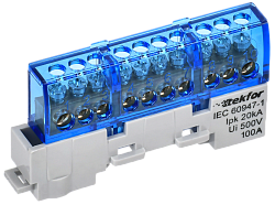 TEKFOR Шина N "ноль" изолированная на универсальном держателе 6х9-10-С IEK TF-NN10-10-KL-K07