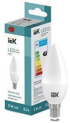 Лампа светодиодная "Свеча-C37" 5 Вт 400lm 4000K E14 IEK (ЭФ) LL-I-C37-5-230-40-E14